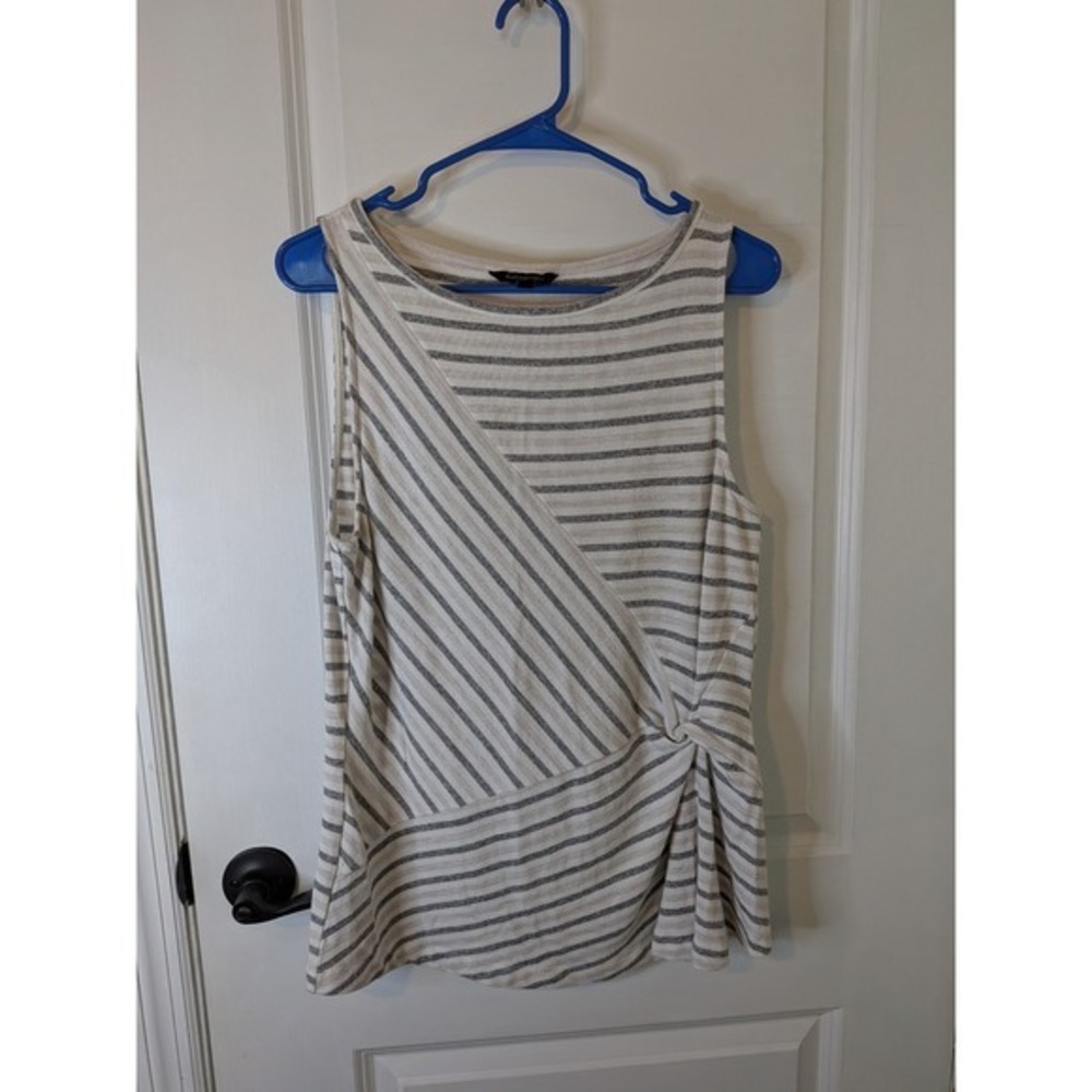 Banana Republic Womens Grey White Striped Side Knot Twist Sleeveless Tank Top M